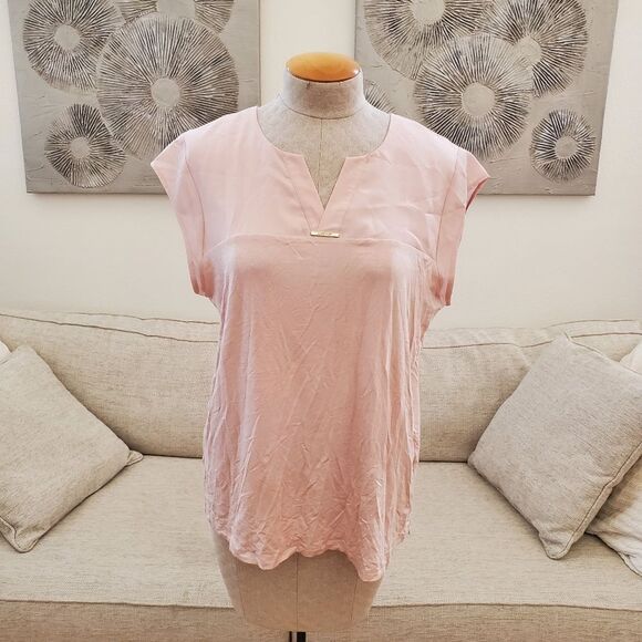 Calvin Klein Mixed Media V-Neck Top size Large - Picture 3 of 12